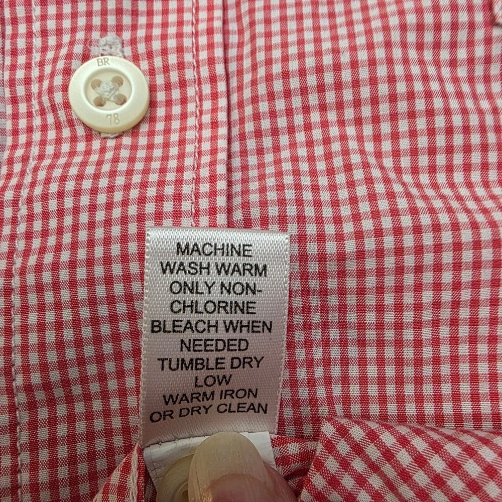 Banana Republic Mens Softwash Tailored Slim‎ Fit Red Gingham Button Down Shirt L